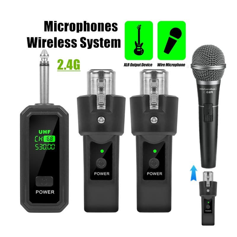 Sistema De Microfone Dinâmico Sem Fio K008 XLR/6.35 Mm 50 M Faixa 6-8H Bateria Multiversão