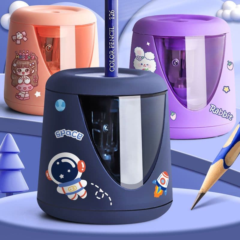 USB Apontador eletrico para lápis de 6-12mm para estudantes artistas em casa escola Apontador eletrico Astronauta