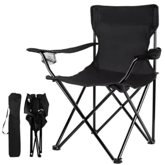 Cadeira Dobrável Portátil para Exterior com Suporte para Copo - Ideal para Praia e Camping, com Bolsa