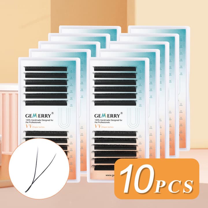 GEMERRY 10 Pcs YY Conjunto De Extensão De Cílios Feito À Mão C/D Curl Natural Ferramentas De Maquiagem