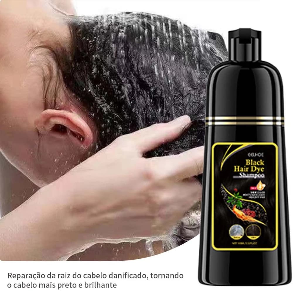 Shampoo Coloração Natural Para Cabelo Preto 3 Em 1-Fórmula Hidratante Suave De Ervas , 100ml