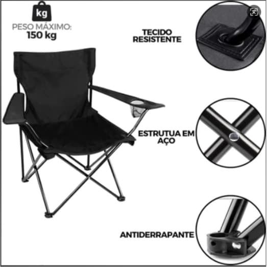 Cadeira externa dobrável portátil: com porta-copos, adequada para praia, pesca, Camping, com bolsa de armazenamento