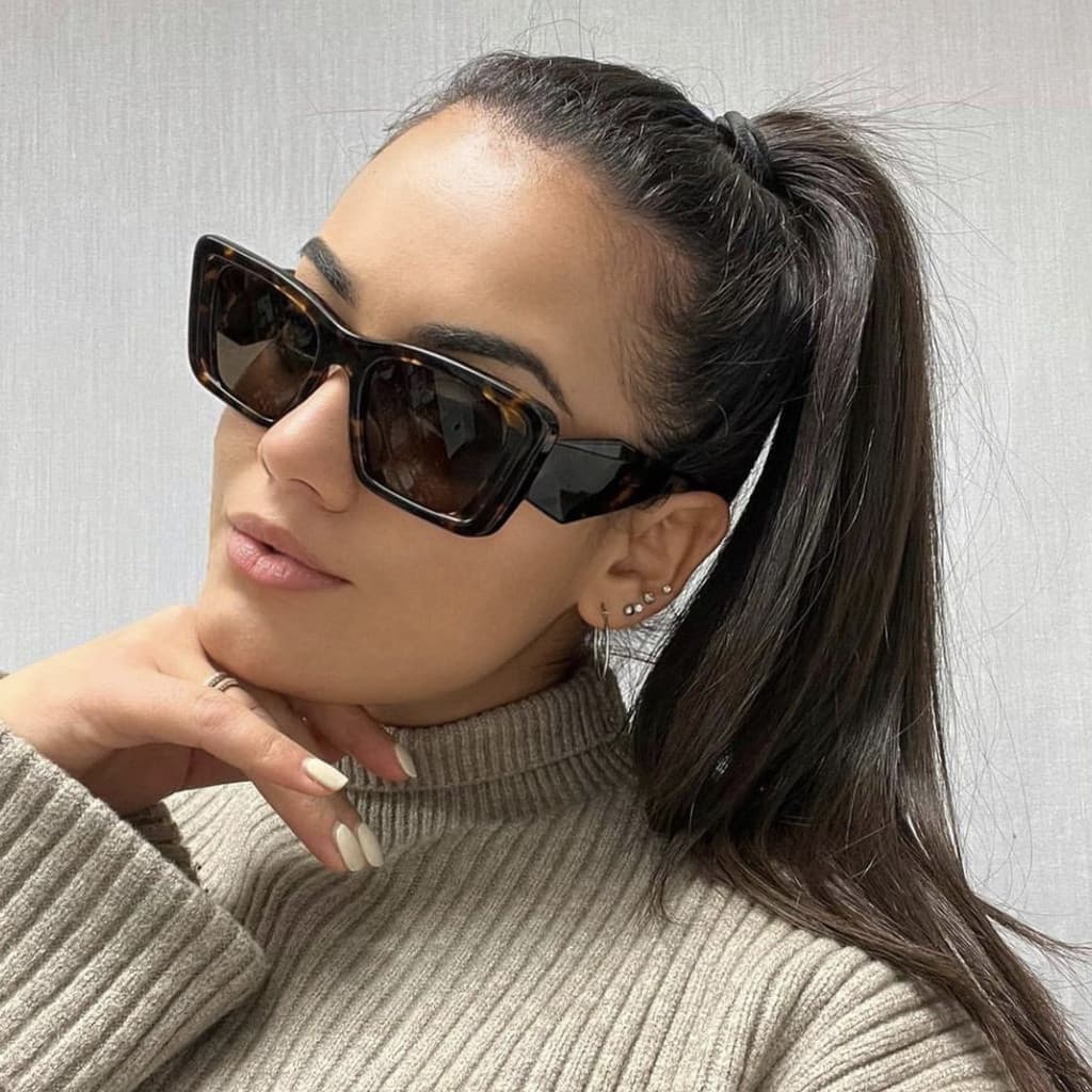 Retângulo Óculos De Sol Feminino Marca De Luxo Designer Retro Olho De Gato UV400