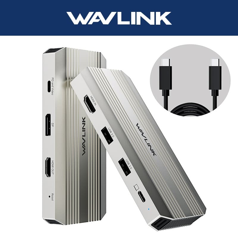 Placa De Captura De Vídeo 2 Em 1 WAVLINK Tela Única 4K @ 144 Hz Com PD De 90 W Para Streaming E Jogos , Compatível PS5/X