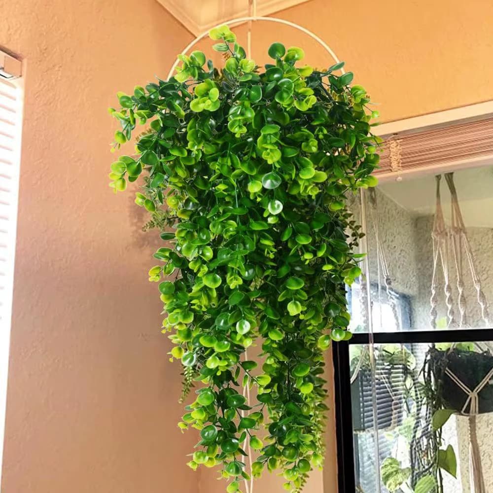 Plantas suspensas artificiais plantas suspensas falsas imitação de eucalipto deixar
