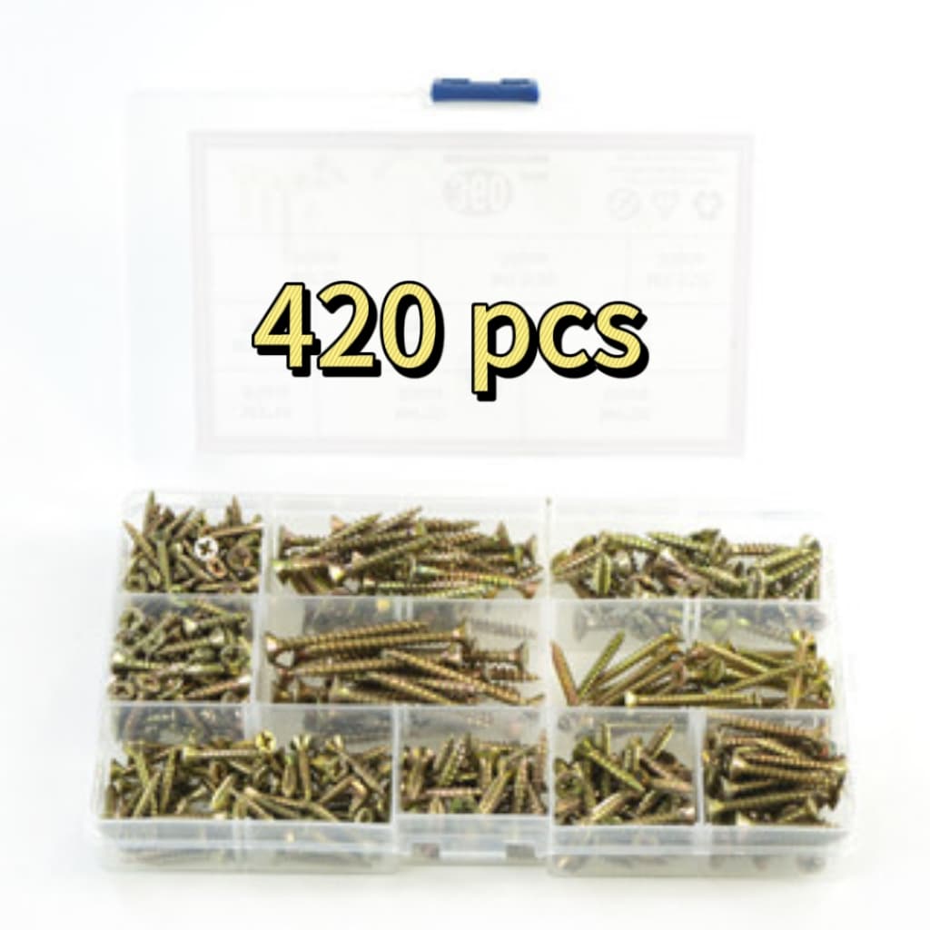 Kit 420 Peças De Parafusos E Plugues Com Organizador