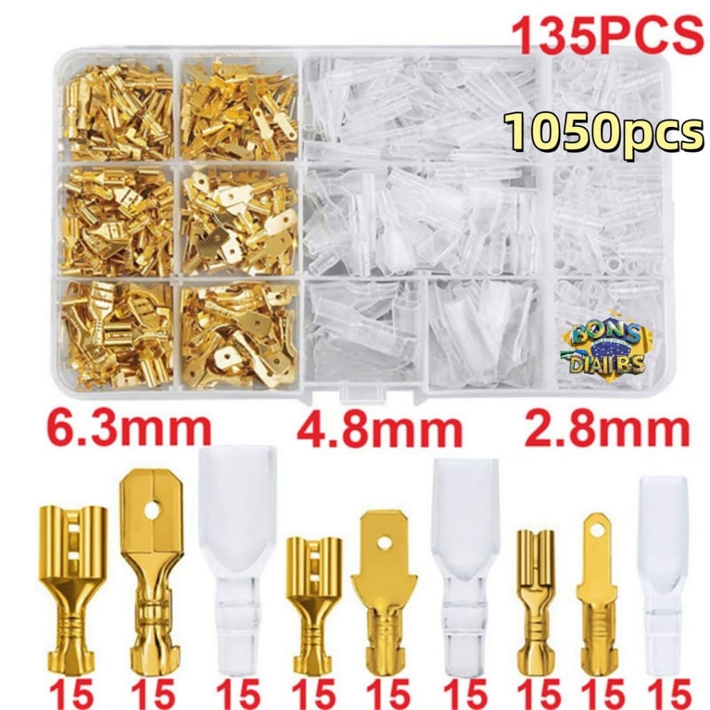 Terminais De Conectores 2,8/4,8/6,3mm Crimpagem Macho Fêmea Cor Ouro