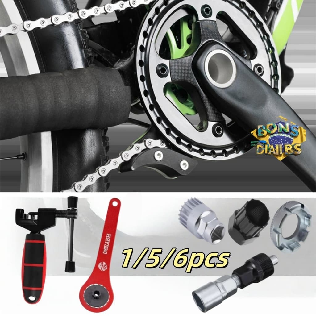 Kit Ferramenta Chave Para Bike Extrator Corrente Pino Raio K7 Pedivela Movimento Central Reparo Mtb