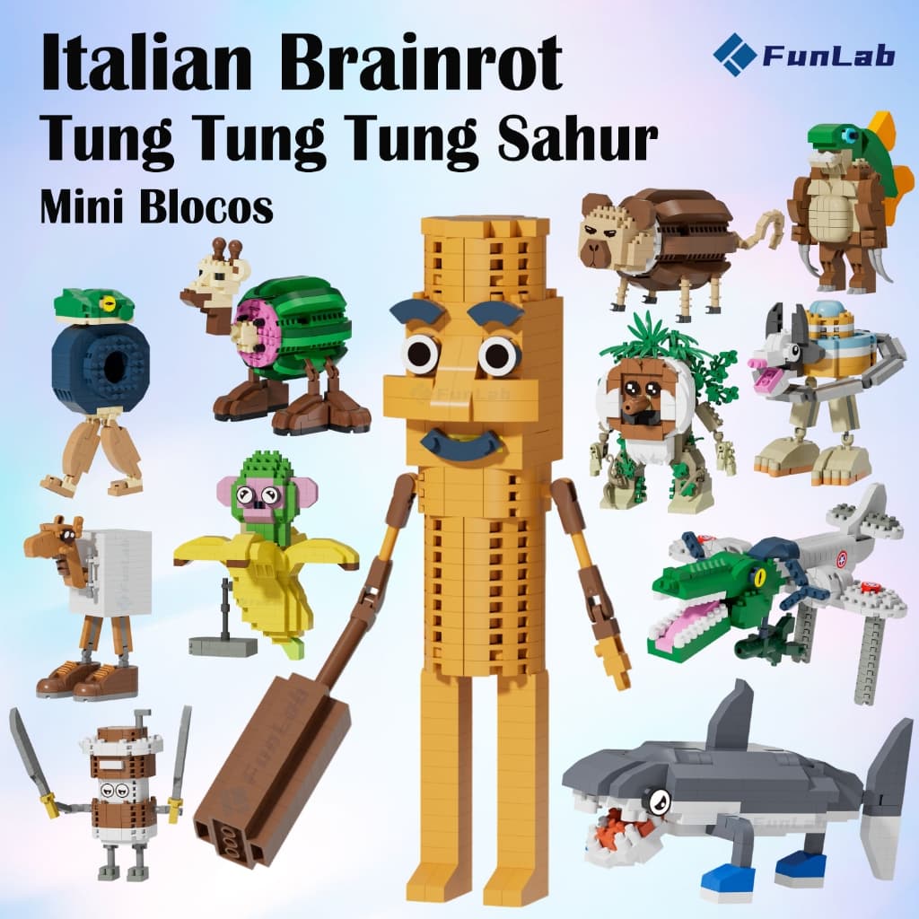 Tung Tung Tung Sahur mini blocos para montar inspirado no universo Italian Brainrot criativo