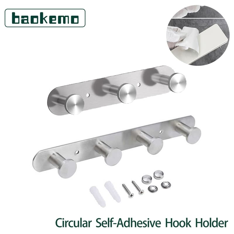 Gancho De Parede De Aço Inoxidável BAOKEMO , Armazenamento Multifuncional , Autoadesivo , Para Cozinha , Banheiro , Port