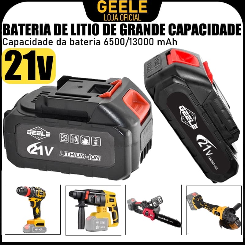 Furadeira elétrica recarregável de 21V, furadeira elétrica recarregável, bateria de íon de lítio