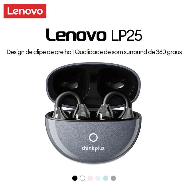 Lenovo LP25 Fone De Ouvido Bluetooth Desgaste Confortável Bateria De Longa Duração Redução De Ruído Inteligente BT5.4