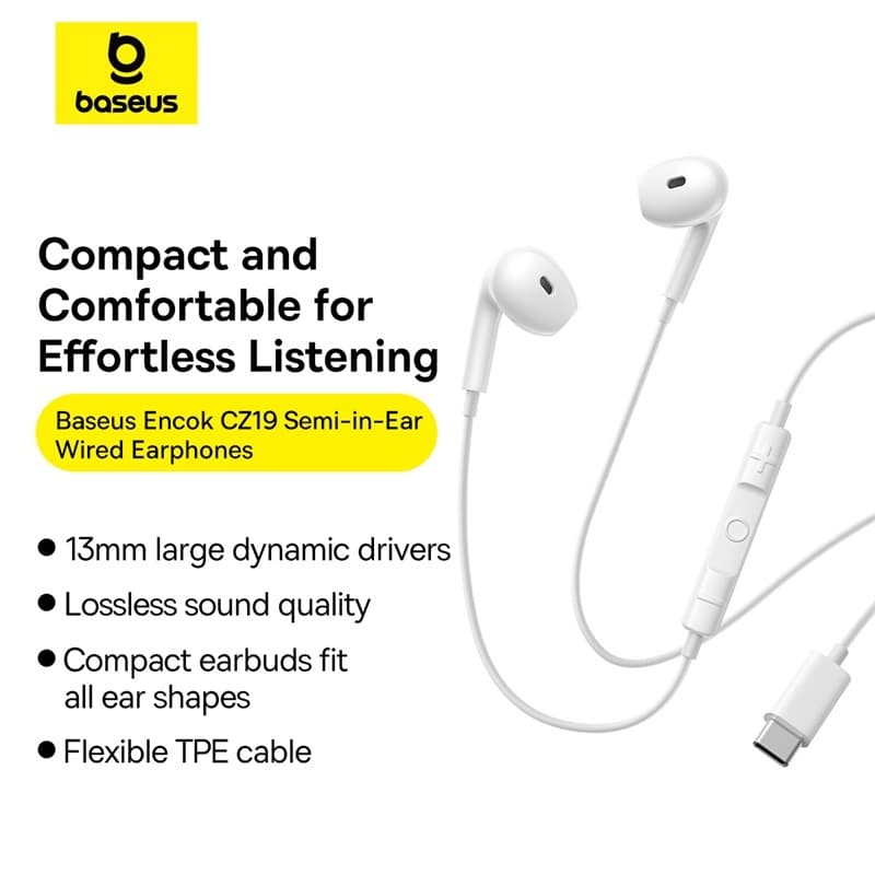 Baseus Fone De Ouvido Intra-Auricular Com Fio CZ19/HZ19 Tipo C Microfone Fones Para Xiaomi