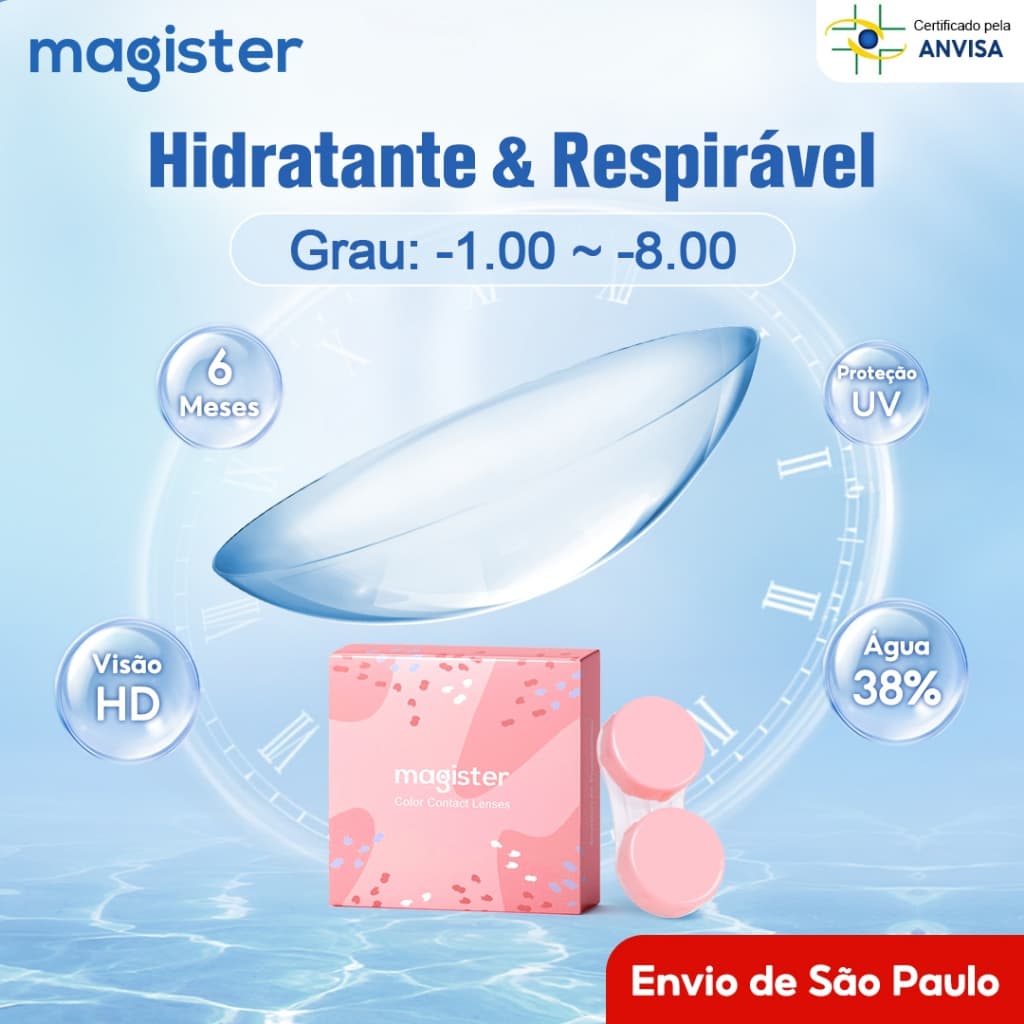 Magister Lente De Contato Com Grau Miopia(-1.00 ~-8.00) Lentes Transparentes 1 Par(2 Peças) 6 Meses De Uso Vem Um Estojo