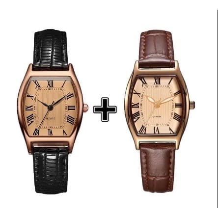 Compre 1 Ganhe 1 Moda retro Clássico Balde design Escala Romana Relógio De Couro De Quartzo À Prova D'água Para Mulheres