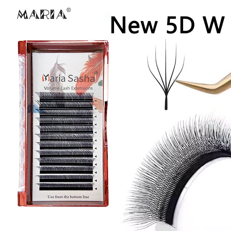 MARIA Novo 5D W Forma Extensão De Cílios Mega Volume Pré-Fabricado Fãs Super Macios Densos Completos