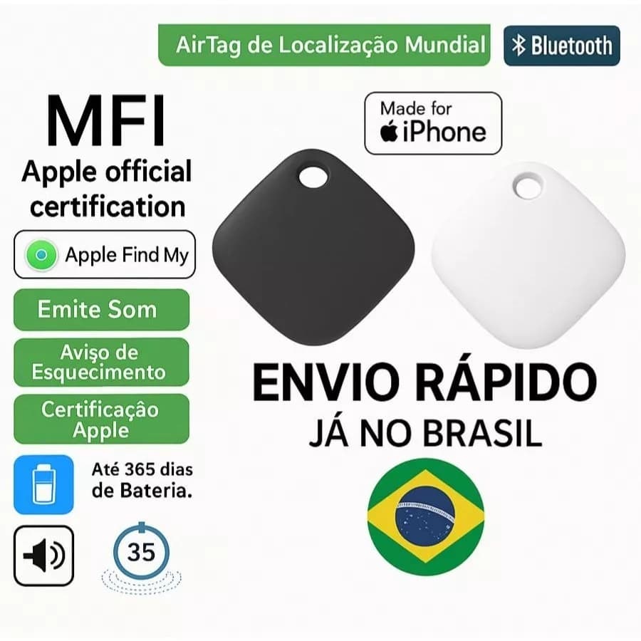 Rastreador AirTag Smart Tag MFI Localizador GPS Mala Carro Moto Pet Criança Sem Limite de Distância