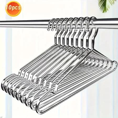 Kit Cabides Tintureiro De Luxo Em Aço/Metal Cromado Executivo Reforçado Roupas 10 PCS