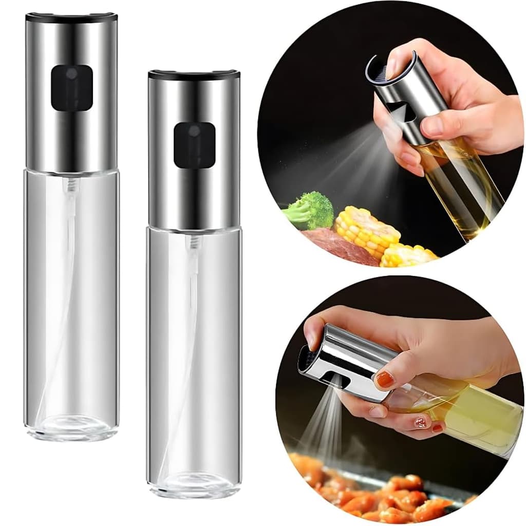 Borrifadores Inox 100ml - Para Azeite, Vinagre e Óleos - Bico Ajustável e Fácil Recarga