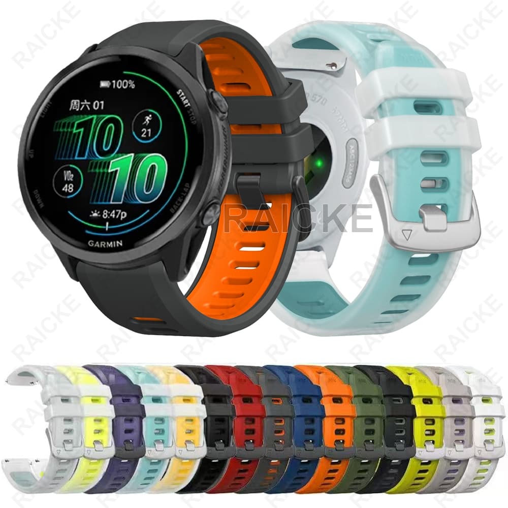 Slicone Pulseira Esportiva Durável Para Garmin Forerunner 265 Music / 255 / 570 47mm / Vivoactive 4 / Venu 3 / Ven 2