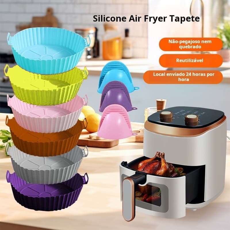 Forma De Silicone Para Air Fryer Forno Microondas Fritadeira Assadeira – Reutilizável