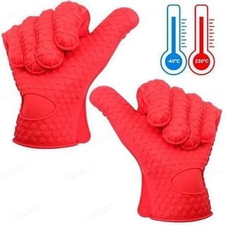 KIT 2 Luvas Térmicas De Forno Cozinha Fogão Silicone 5 Dedos Lavável até 230 Graus