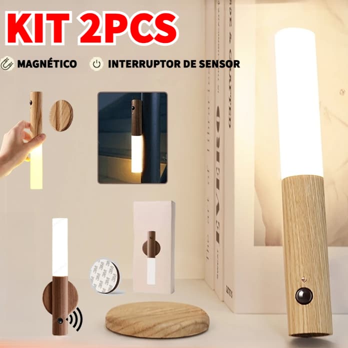 2PCS Luminária Led Luz Noturna Inteligente com Recarregável Portátil Bastão com Sensor de Movimento