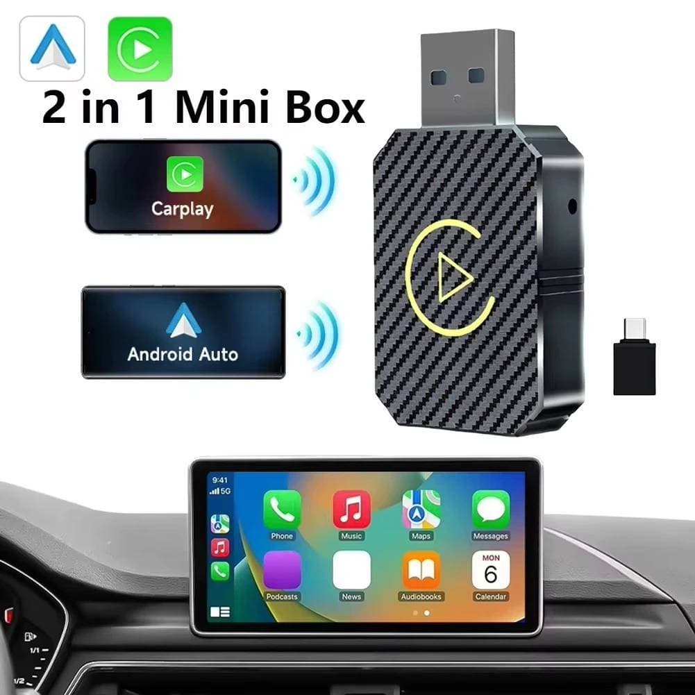 CarPlay Sem Fio 2 Em 1 E mini Caixa Adaptadora Automática Android Para Com , Bluetooth Integrado Wi-Fi