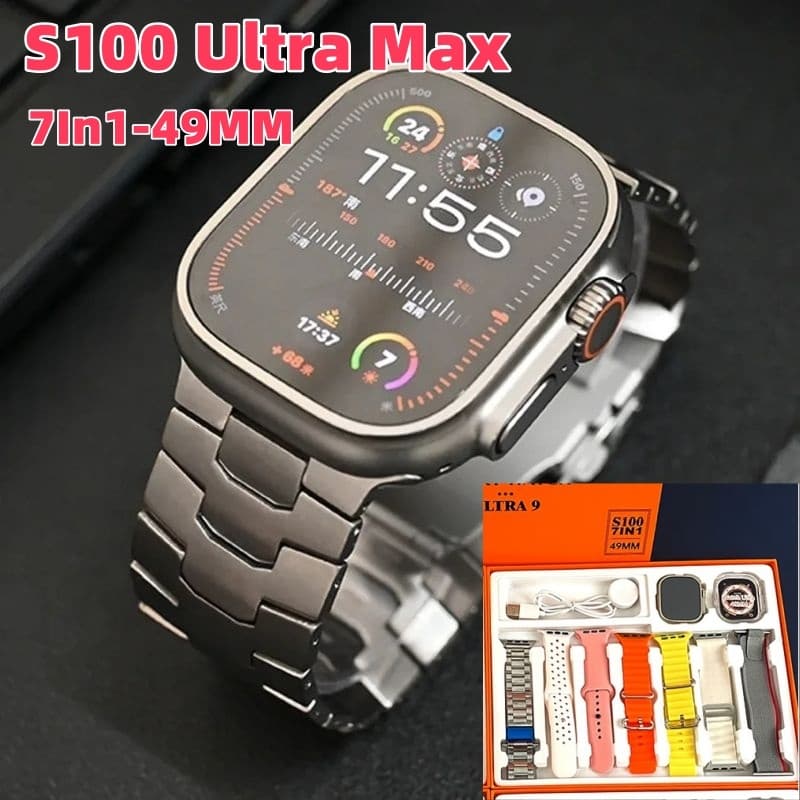 【Promoção de explosivos】S100 Ultra2 Com 7 Alças , Pulseira De Aço , Fones De Ouvido I13 Para Presente/Free shipping