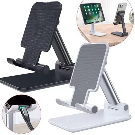 Suporte Dobrável p/ Celular e Tablet - Ajustável 360° - Portátil p/ Mesa, iPad e Outros