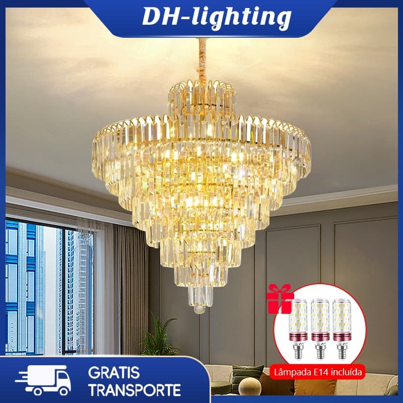 (Com Lâmpada) De Cristal Luxo Sala Estar Pingente Decorativo Nordic Restaurante Quarto