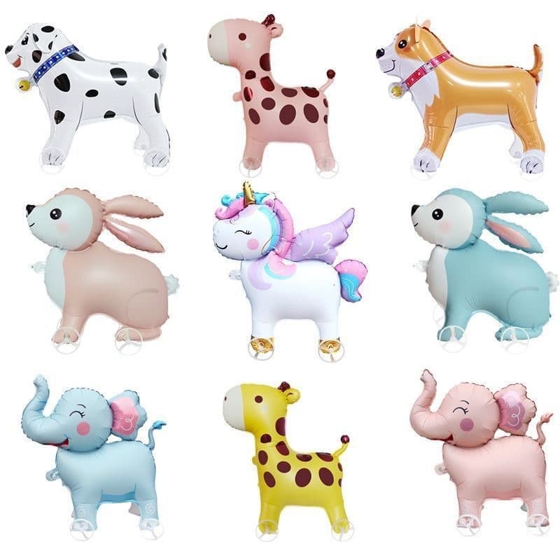 Novo Balão De Caminhada De animal De Desenho Animado Infantil Com Rodas Filme De Alumínio Decoração De Aniversário 3D An