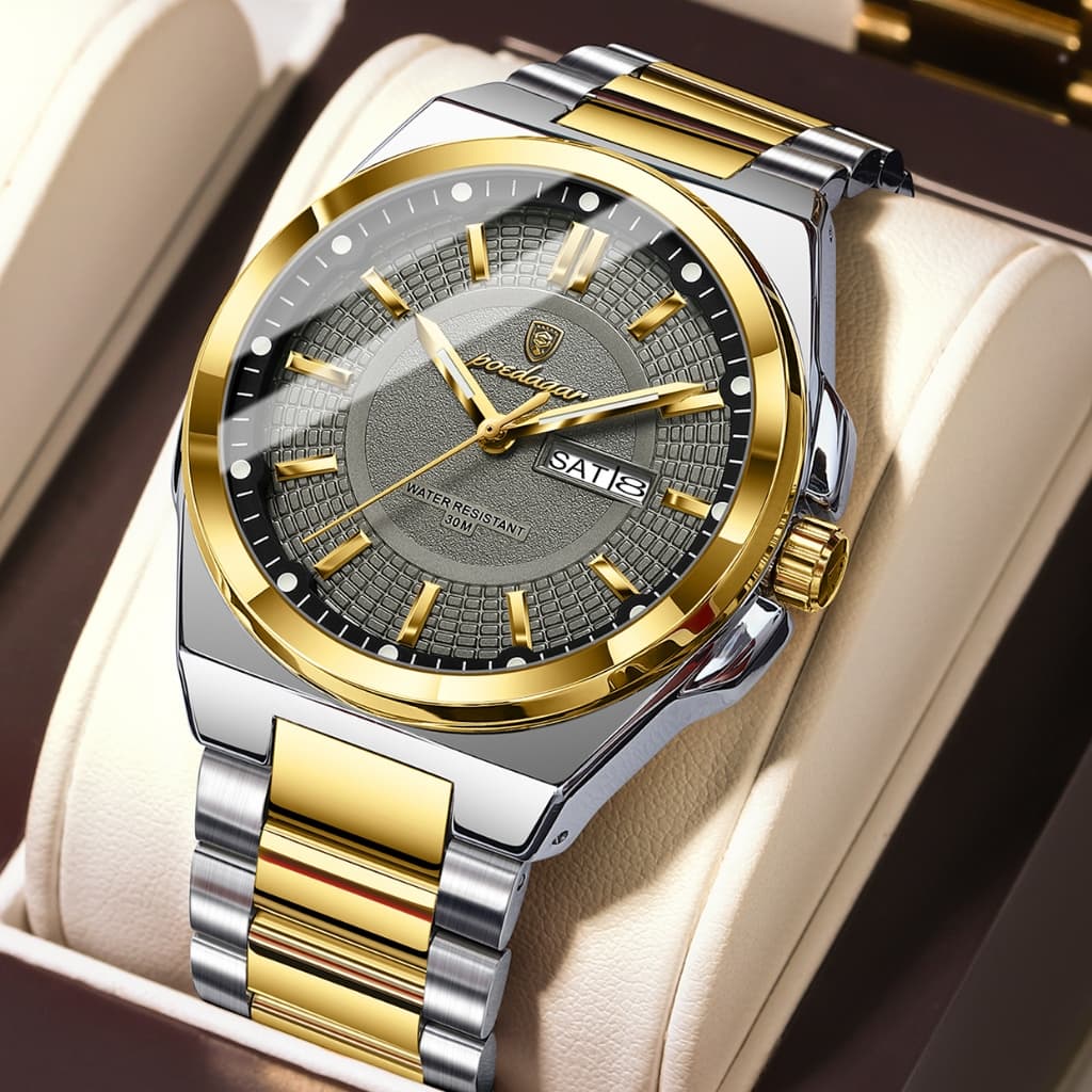 POEDAGAR Negócios De Aço Inoxidável Relógios Masculinos Luminosos À Prova Dwaterproof Água Semana Data Relógio Masculino