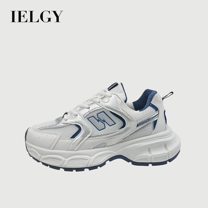 IELGY Daddy Shoes Feminino Verão 2026 Moda Plataforma Leve Malha Branca Respirável Tênis Coreano