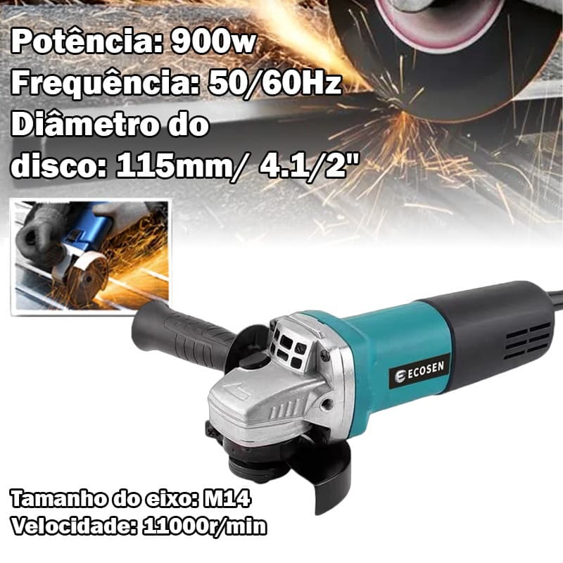 Esmerilhadeira angular 900w 115mm  4.1/2 11000rpm  Ecosen 110V/220V