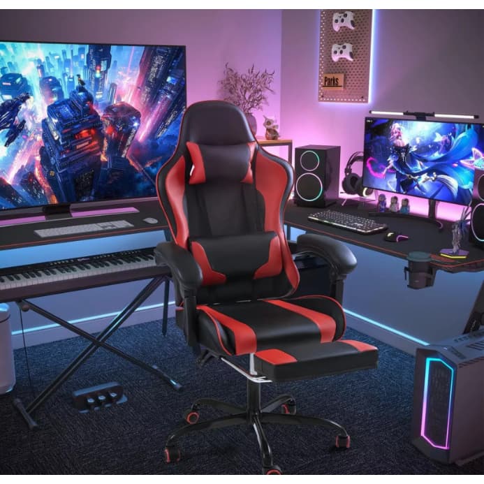 Cadeira Gamer Ergonômica Reclinável, Ideal para Escritório e Casa, com Apoio para Pés e Rodízios, Suporte Profissional