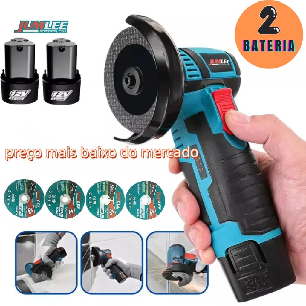 Serra Sem Fio Recarregável Portátil Do Ângulo Da Lixadeira 76mm 12v Com 2 Baterias