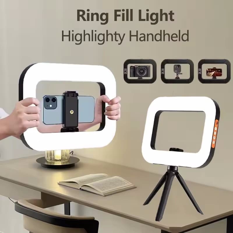 Recarregável Portátil LED Luz De Preenchimento Brilho Ajustável Selfie Anel Lâmpada Para Telefone Vídeo Fotografia Maqui