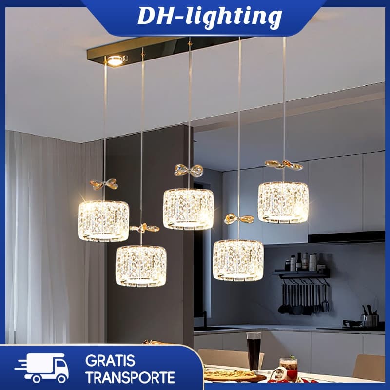 (Com Led) Lustre De Restaurante Mesa Jantar Luxo Cristal Novo LED Sala Estar Bar