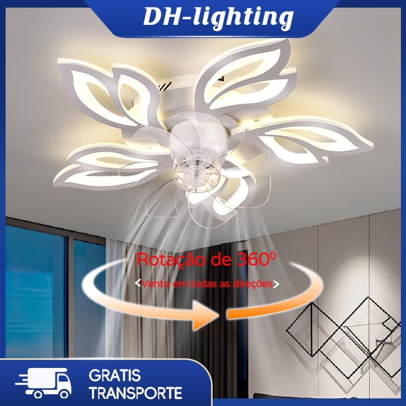 (Com Led) Sala De Estar Moderna Balançando Ventilador Rotativo Luz Criativa Casa Quarto Minimalista Teto LED Jantar