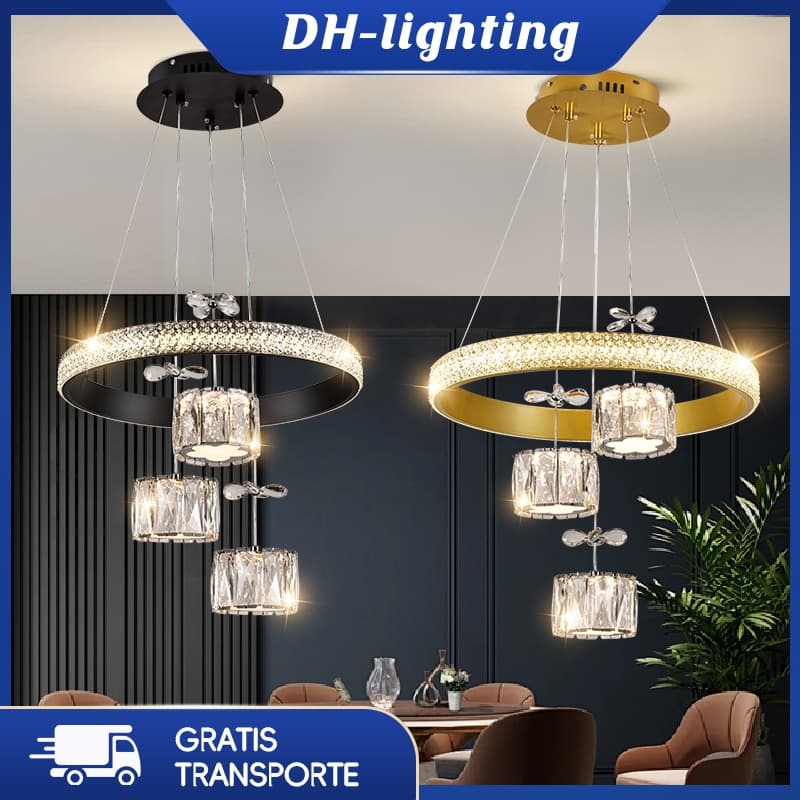(Com LED) Restaurante Luz Pingente LED Moderno Simples Criativo Sala De Estar Casa Novo Cristal Quarto Lustre