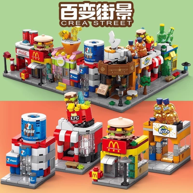 Blocos de construção compatíveis Mini City Street View/Montagem educacional infantil de pequenas partículas brinquedos d