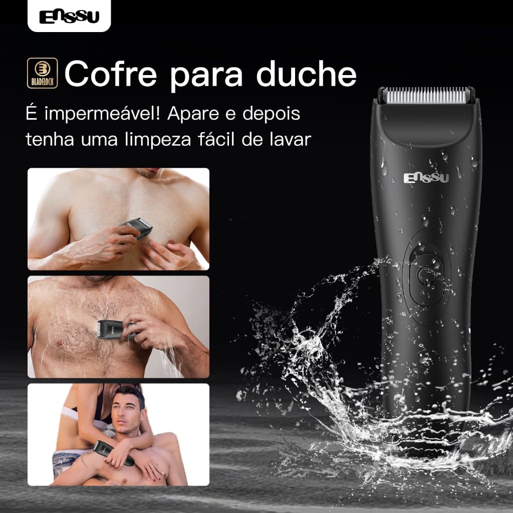 Aparador de Pelos Corporal Masculino ENSSU à Prova D’água Recarregável USB – Uso Íntimo e Geral