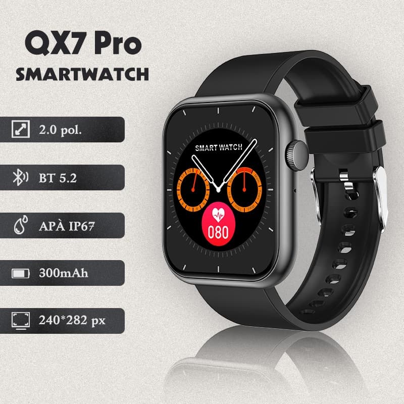 Smartwatch QX7 Pro 30 Dias Bateria 100 Esportes Monitor Pressão/Batimentos/Oxímetro, Relógio Inteligente Android/iOS
