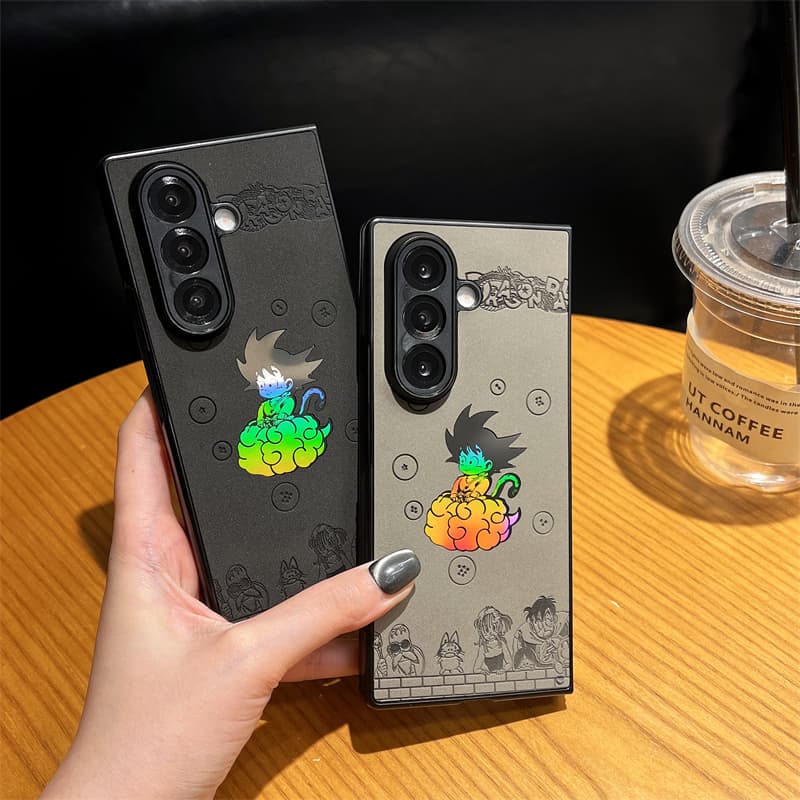 [Dragon Ball Em Relevo A Laser] Capa De Telefone Com Tela Dobrável De Couro De Luxo Para Samsung Galaxy Z Fold 7 6 5 4