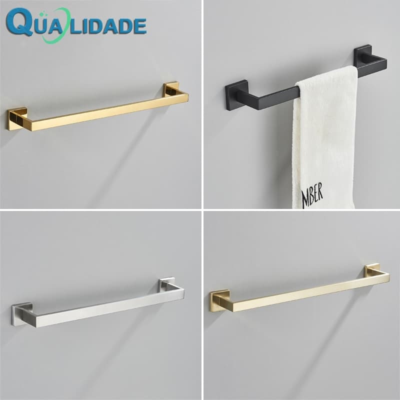 Suporte De Toalha Quadrado De Aço Inoxidável Para Banheiro , Único 40/60cm Preto/Cromado/Dourado
