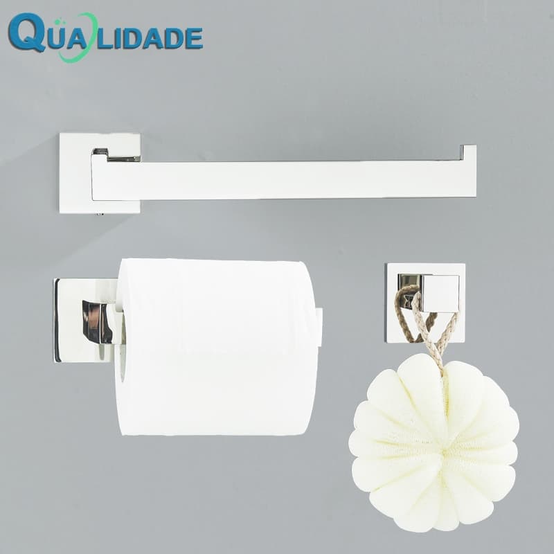 Suporte Para Banheiro Porta Toalha Aço Inoxidável 304 Gancho Prata