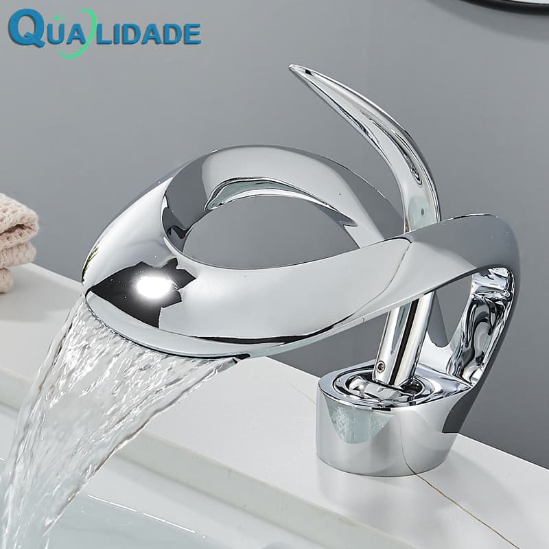 Torneira Banheiro Dourada/Cromado Lavabo Torneira Banheiro Bancada Água Quente E Fria