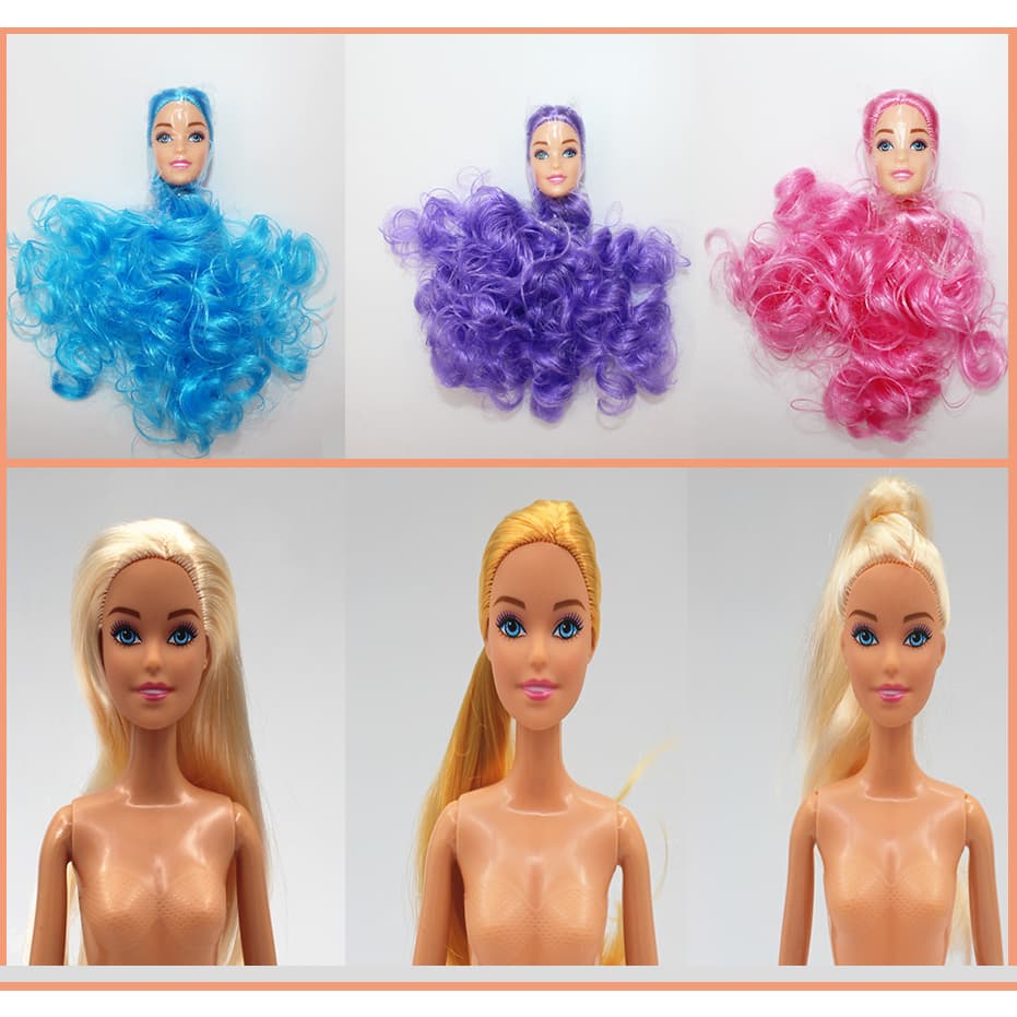 Cabeça de boneca de 30 cm, cabeça de sereia para bebê, cabelo longo