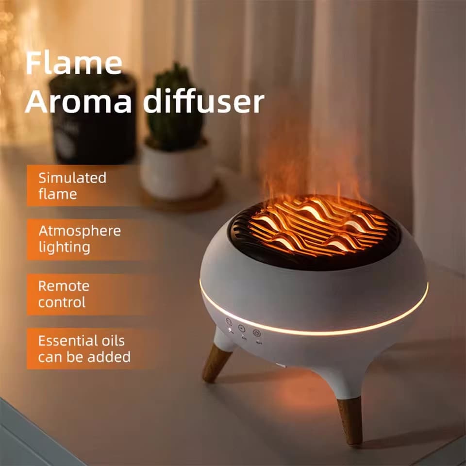 Umidificador De Ar De Chama , Difusor Dinâmico De Aroma De Água-Viva Com Luzes Ambientes Gradientes Coloridas , Controle
